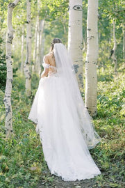 White Fabulous Off-The-Shoulder A-Line Tulle Wedding Dresses with Appliques