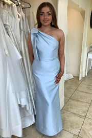 Blue One-Shoulder Floor-Length Mermaid Bridesmaid Dresses