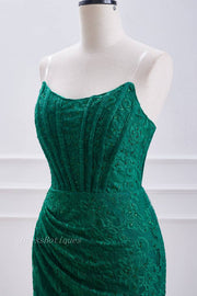 Dark Green Fabulous Short Sheath Strapless Lace Homecoming Dresses with Rhinestones