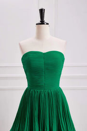 Emerald Strapless Sweetheart A-Line Tiered Prom Dresses