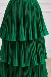 Emerald Strapless Sweetheart A-Line Tiered Prom Dresses