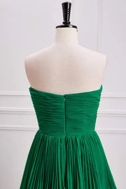 Emerald Strapless Sweetheart A-Line Tiered Prom Dresses