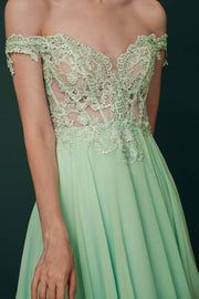 Off-The-Shoulder Ankle-Length A-Line Chiffon Lace Bridesmaid Dresses