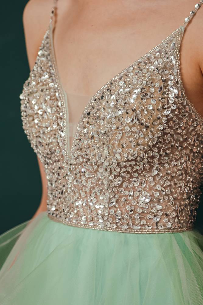 Sequined Tulle Short A-Line Party Dresses Sleeveless