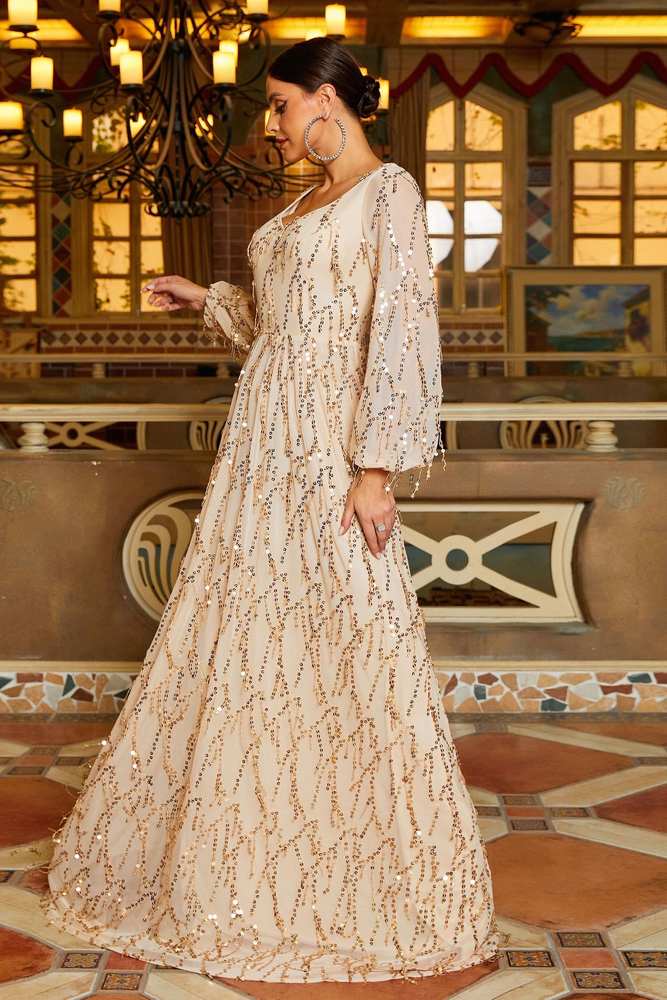 A-Line Long Sleeves Sequin Formal Evening Dresses