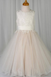 Crew Neck A-Line Tulle Flower Girl Dresses with Sash