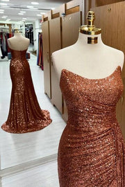 Glamorous Floor-Length Spaghetti Straps Mermaid Satin Prom Dresses