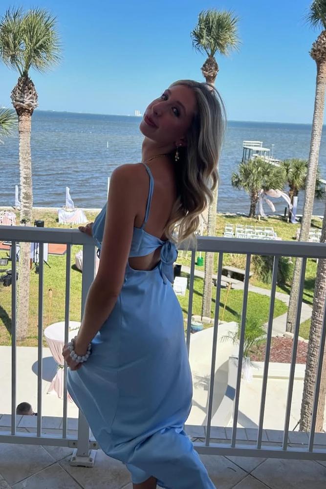 Fabulous Blue Mermaid Satin Sleeveless Prom Dresses