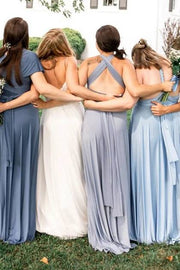 Dusty Blue A-Line Chiffon Bridesmaid Dresses