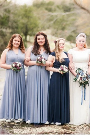 Dusty Blue A-Line Chiffon Bridesmaid Dresses