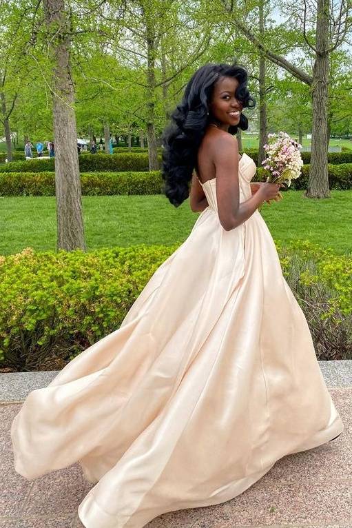 Sweetheart Strapless Long A-Line Prom Dresses