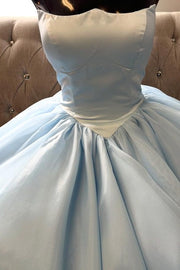 Stylish Ball Gown Tulle Strapless Satin Prom Dresses