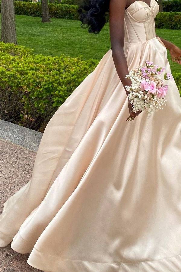 Sweetheart Strapless Long A-Line Prom Dresses