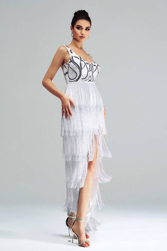 Sexy Sleeveless Mermaid Sequin Evening Party Dresses with Tassel
