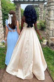 Sweetheart Strapless Long A-Line Prom Dresses