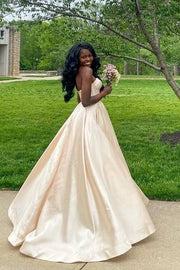 Sweetheart Strapless Long A-Line Prom Dresses