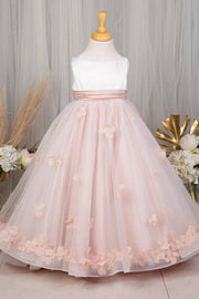 Ball Gown Tulle Sleeveless Flower Girl Dresses with Appliques