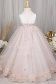 Ball Gown Tulle Sleeveless Flower Girl Dresses with Appliques