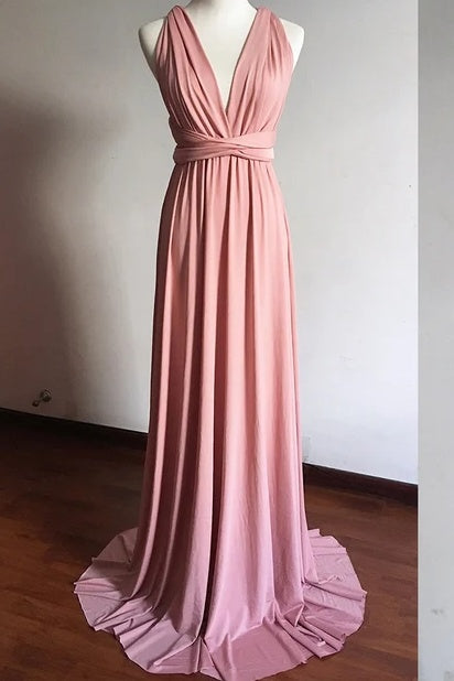 Elegant Infinity A-Line Chiffon Long Bridesmaid Dresses