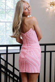 Sexy Deep V-Neck Strapless Sleeveless Sequined Short Homecoming Dresses