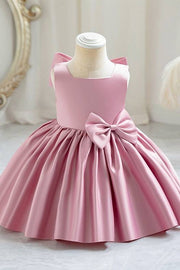 Wisteria Ball Gown Sleeveless Satin Flower Girl Dresses with Bow