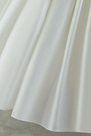 White Ball Gown Sleeveless Satin Flower Girl Dresses with Bow