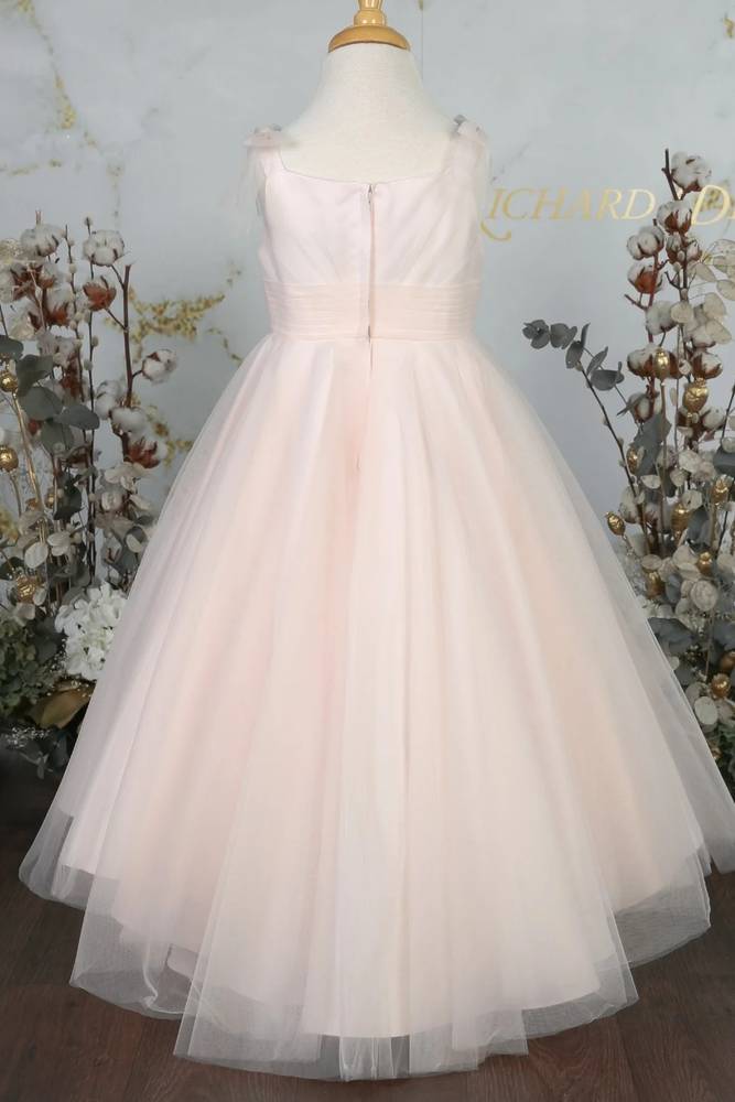 Pink Floor-Length Sleeveless A-Line Tulle Flower Girl Dresses