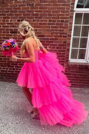 Gorgeous Hi-Lo Strapless Tulle Party Dresses with Ruffles