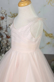 Pink Floor-Length Sleeveless A-Line Tulle Flower Girl Dresses