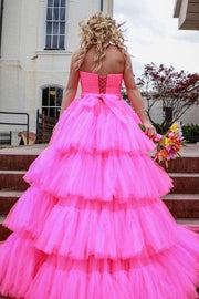 Gorgeous Hi-Lo Strapless Tulle Party Dresses with Ruffles