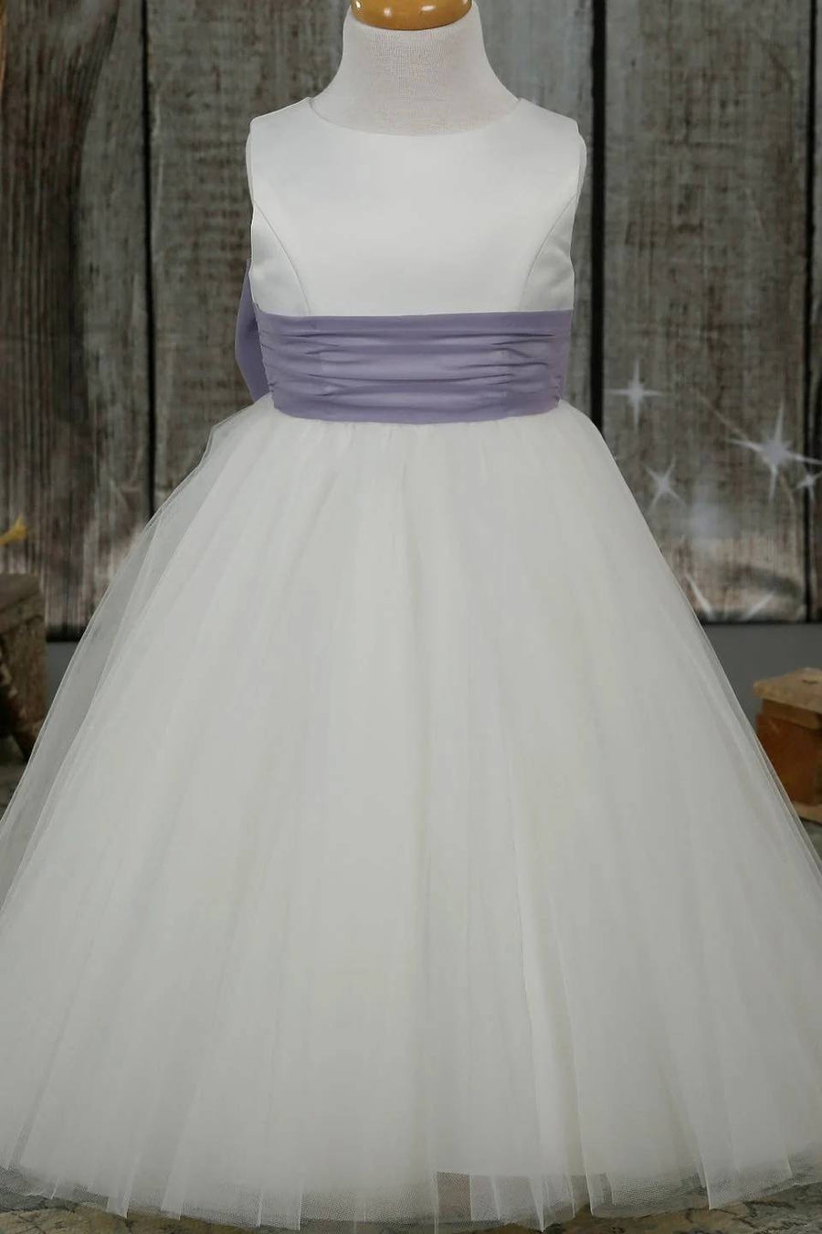 A-Line Floor-Length Satin Tulle Flower Girl Dresses with Bow