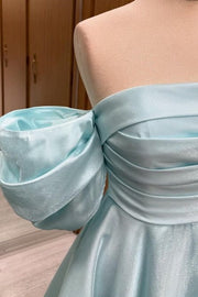 Trendy A-Line Floor-Length Off-The-Shoulder Satin Prom Dresses