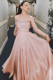 Glamorous Floor-Length A-Line Sweetheart Strapless Satin Prom Dresses