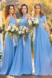 Pool Elegant Convertible A-Line Chiffon Bridesmaid Dresses