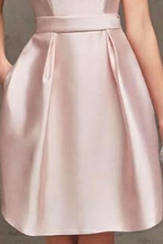 Fabulous Crew Neck Sleeveless Satin A-Line Short Homecoming Dress with Open Back