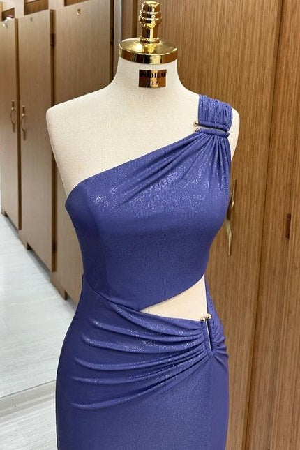 Gorgeous One-Shoulder Sleeveless Floor-Length Satin Prom Dresses with Slit