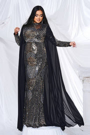 Plus Size High Neck Long Sleeves Mermaid Sequin Evening Dresses