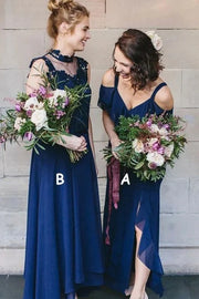 Trendy A-Line Chiffon Bridesmaid Dresses with Slit