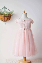 Cap Sleeves Jewel Neck A-Line Tulle Flower Girl Dresses