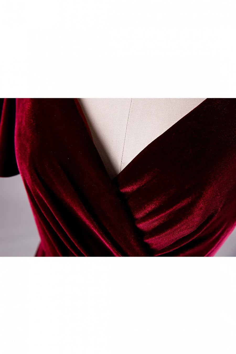 Elegant Burgundy V-Neck A-Line Long Velvet Bridesmaid Dresses