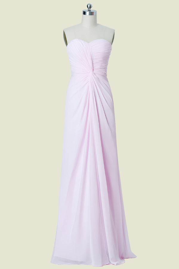 Blushing Pink Strapless Sweetheart A-Line Chiffon Bridesmaid Dresses