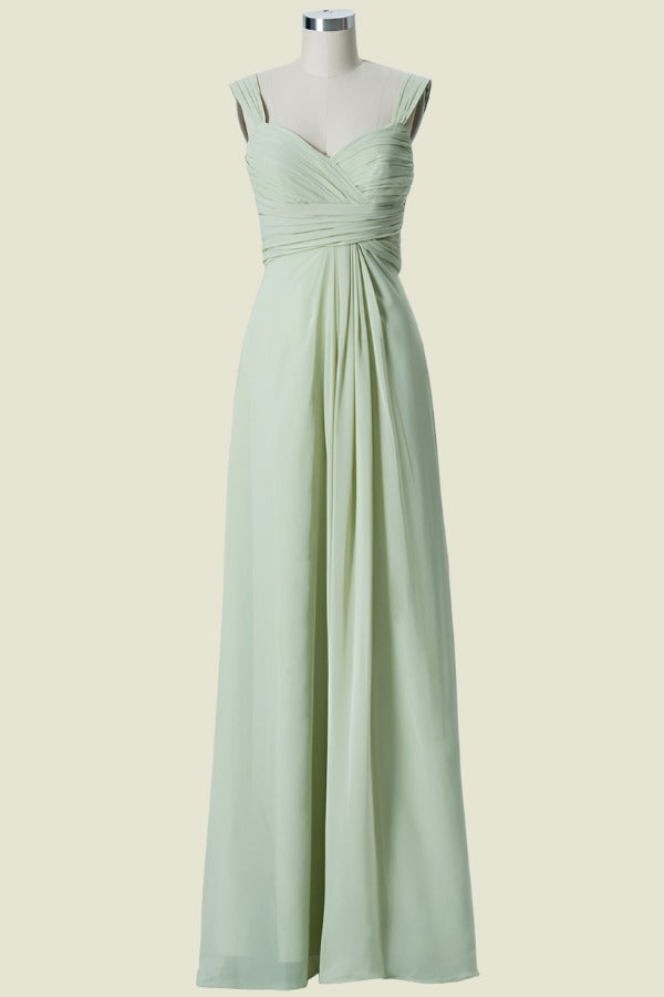 Floor-Length Sweetheart Straps A-Line Chiffon Bridesmaid Dresses with Open Back