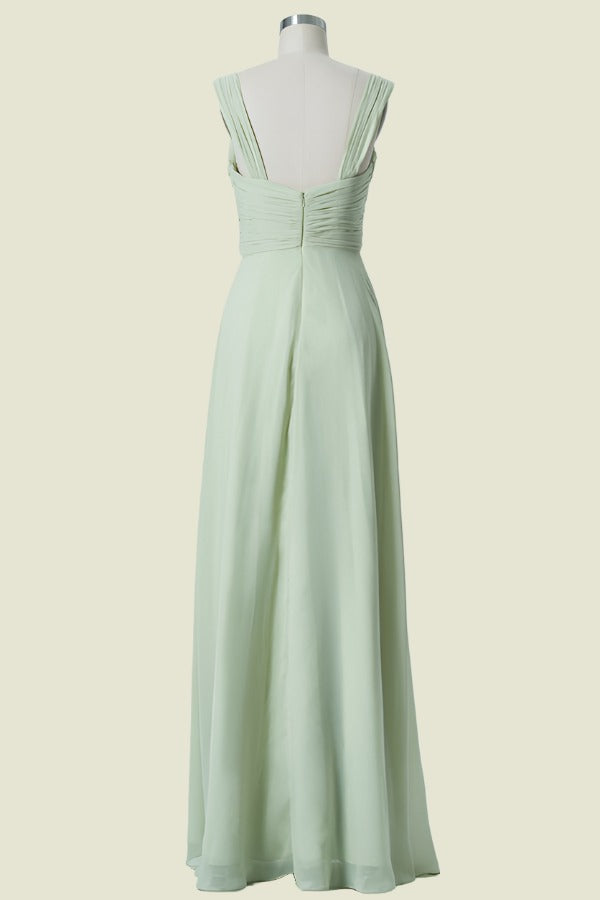 Floor-Length Sweetheart Straps A-Line Chiffon Bridesmaid Dresses with Open Back