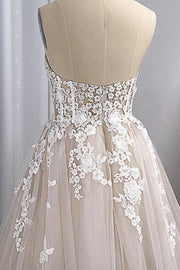 Fabulous Sweetheart Strapless A-Line Long Tulle Wedding Dresses with Appliques