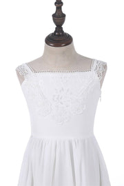 White Hi-Lo Sleeveless Lace Flower Girl Dresses