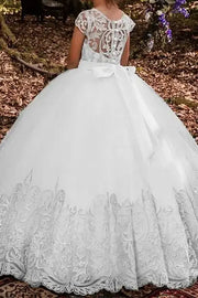 Ball Gown Short Sleeves Tulle Flower Girl Dresses