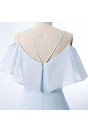 Sky Blue V-Neck A-Line Chiffon Bridesmaid Dresses