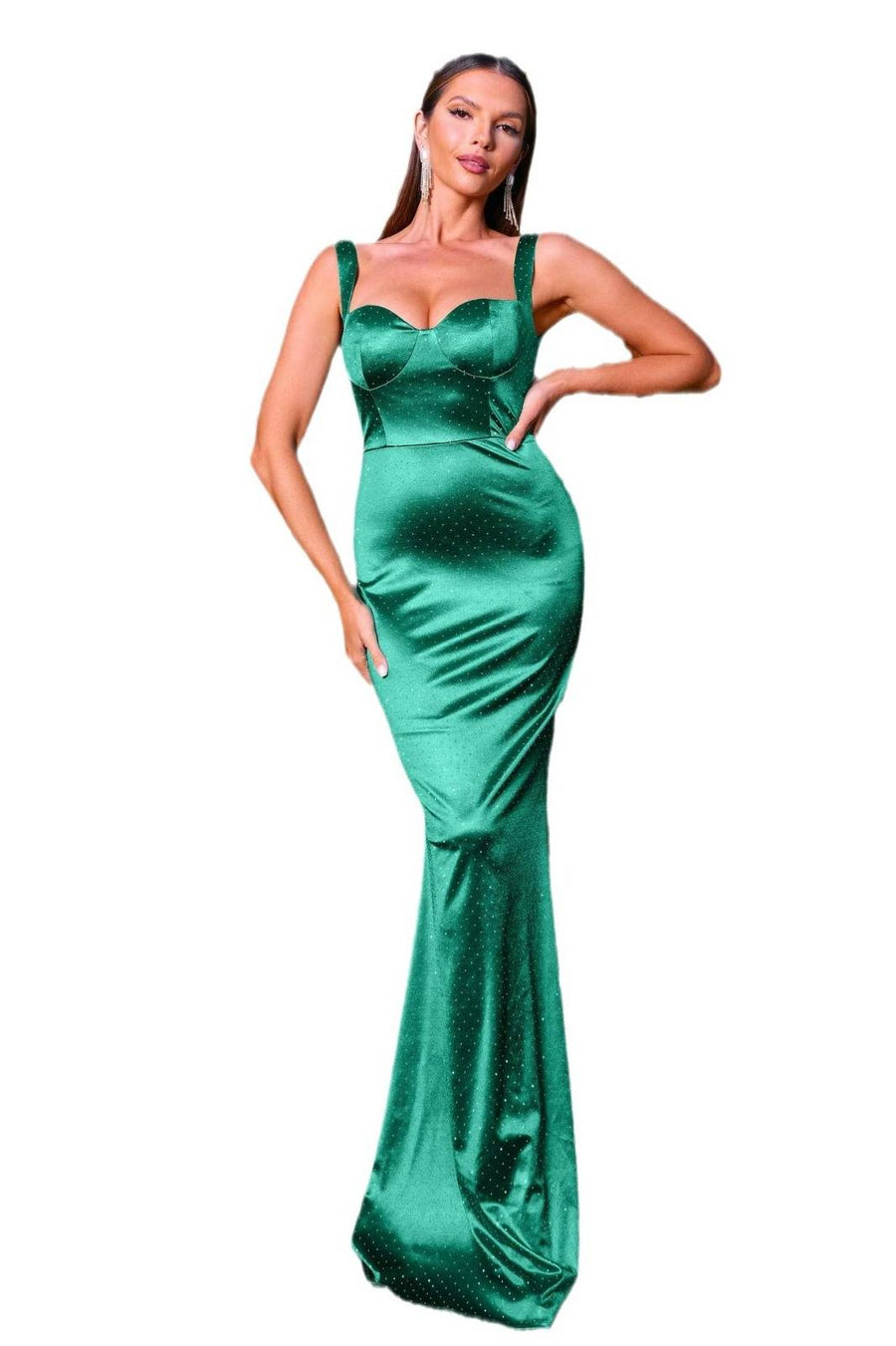 Dark Green Sleeveless Mermaid Satin Evening Dresses