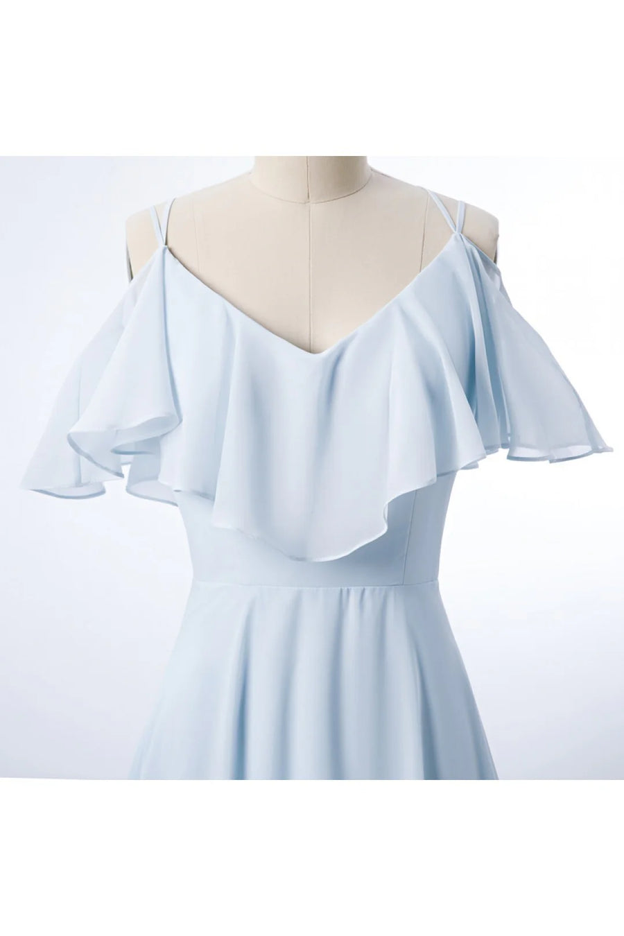 Sky Blue V-Neck A-Line Chiffon Bridesmaid Dresses