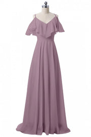 Wisteria V-Neck A-Line Chiffon Bridesmaid Dresses